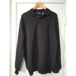 Segreto 100% Pure New Wool Pullover Sweater Mens‎ Sz XL black brown pattern
